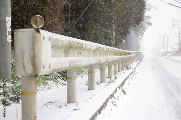 Obraz ガードレールと雪