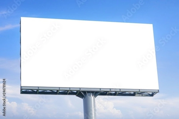Fototapeta Billboard - Large Blank Billboard with empty screen and beautiful cloudy sky for outdoor advertising poster,Copy space banner ready for your advertisement design or mock up text.Business Concept.