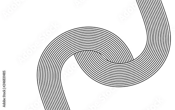Obraz black and white curved line  stripe mobious wave abstract background
