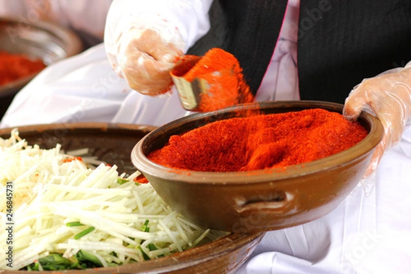 Obraz 한국의 음식 배추 김치 축제 백그라운드 이미지