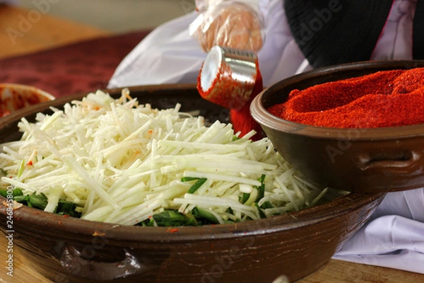 Obraz 한국의 음식 배추 김치 축제 백그라운드 이미지