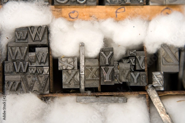 Fototapeta mixed letterpress type blocks