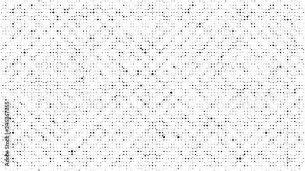 Fototapeta Abstract dots background. Monochrome grunge dirt texture. Halftone Pop Art comic pattern. Polka dot. Geometric vector pattern. Template for presentation flyer, business cards, stickers, report, fabric