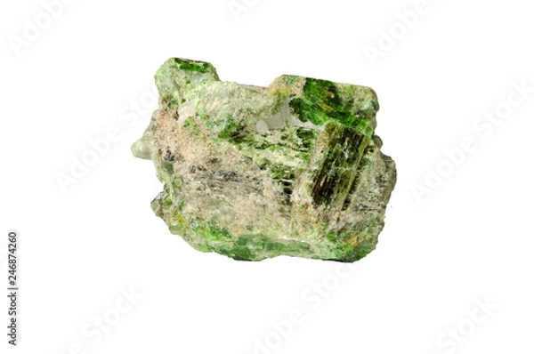 Obraz crystal chrome diopside on white background