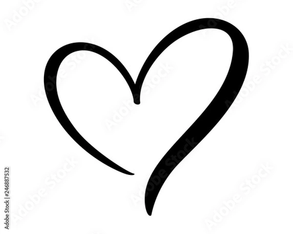 Fototapeta Kaligraficzna miłość znak serca. Wektor romantyczny ilustracja symbol dołączenia, pasja i ślub. Kaligrafia Projekt płaski element walentynki. Szablon na t-shirt, karty, zaproszenia