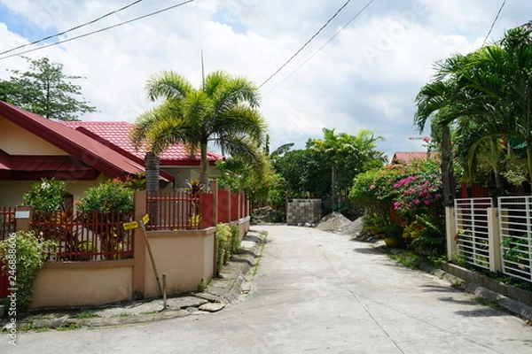 Obraz Street view in a subdivision in suburban Philippines