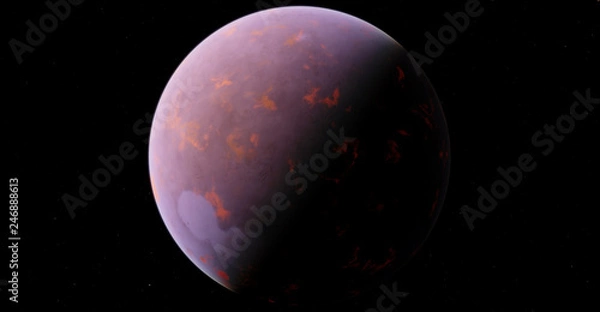 Fototapeta Exoplanet 3D illustration orbital view, purple planet from the orbit (Elements of this image furnished by NASA)