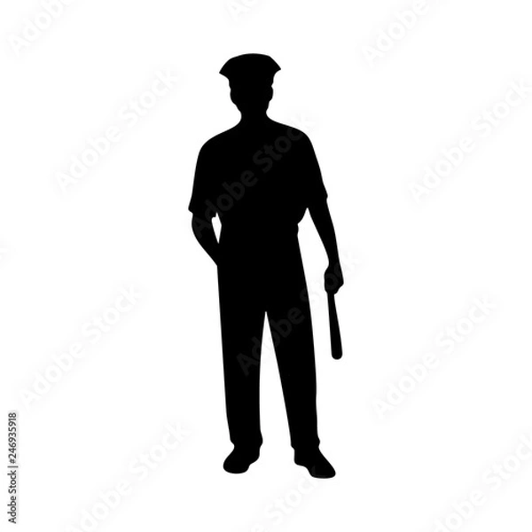 Fototapeta piliceman male vector silhouette on white background