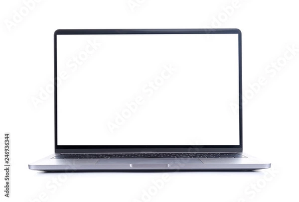 Fototapeta Isolated laptop with empty space on white background