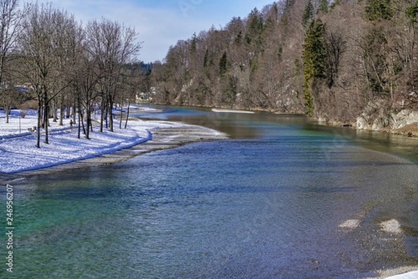 Obraz Tranquility, Winding Flowing River, Forest