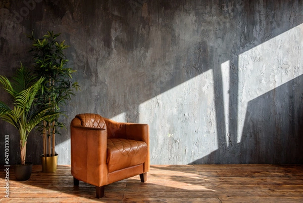 Obraz brown leather chair