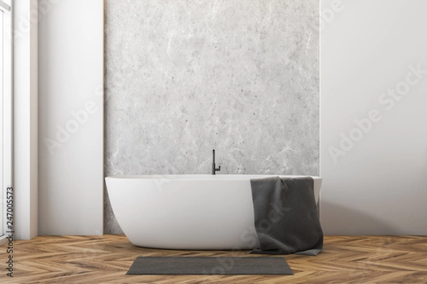 Fototapeta White bathroom with bathtub