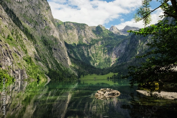 Fototapeta epic landscape scenery with high mountains and germanys highest waterfall Röthbachfall