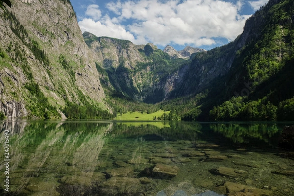 Fototapeta epic landscape scenery with high mountains and germanys highest waterfall Röthbachfall