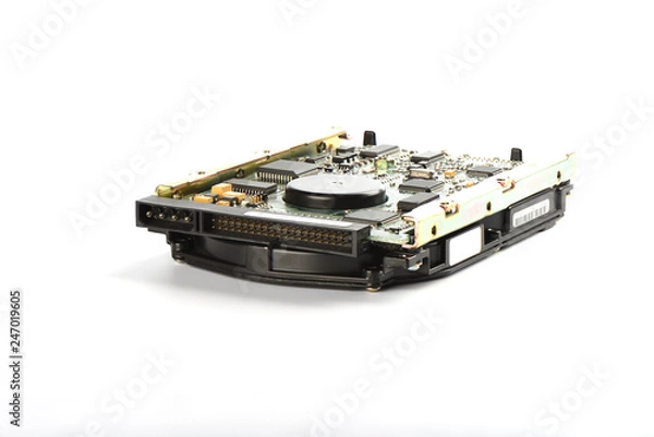 Fototapeta Used hard disk isolated on a white background.