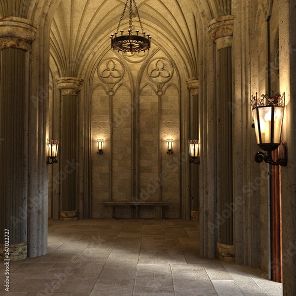 Obraz Gothic Arch Gallery luxury interior 3d render