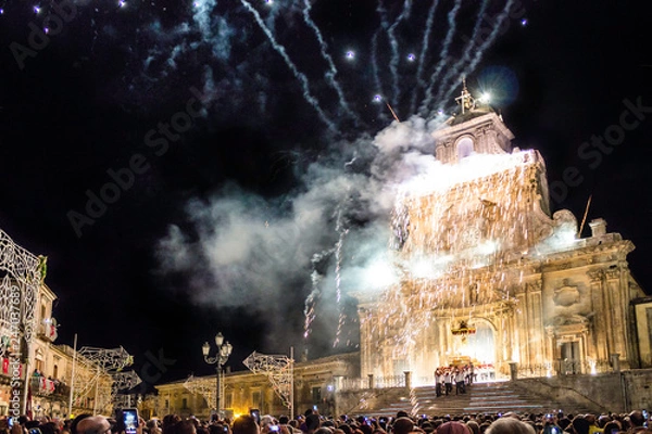 Obraz Święty Sebastiano, święto patrona Palazzolo Acreide, Syrakuzy na Sycylii