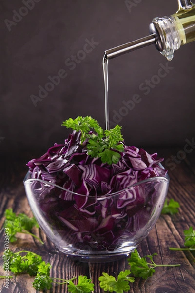 Obraz red cabbage with olive oil