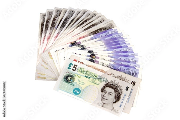 Obraz British pounds isolated on a white background.