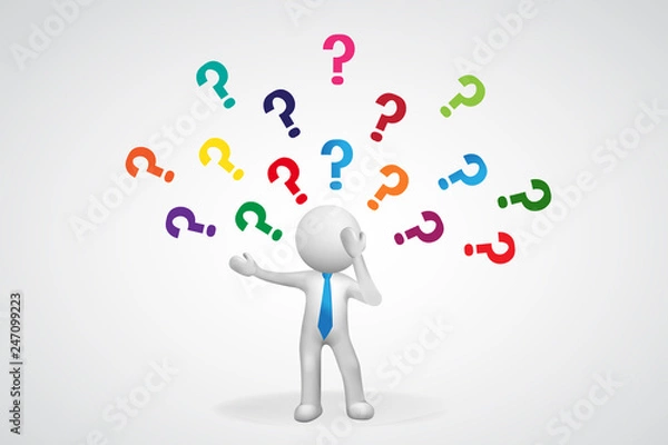 Fototapeta Question mark. Thought man - undecided