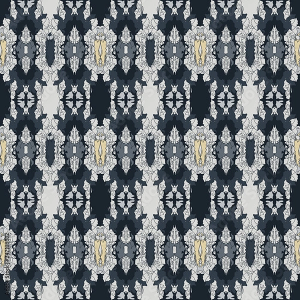 Fototapeta Vector seamless pattern with floral textures. Abstract seamless background with geometric layout.