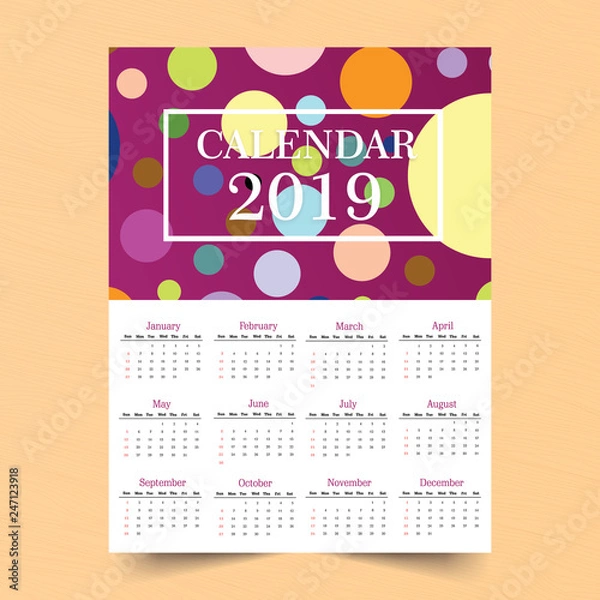 Obraz Polka Dot Calendar Design