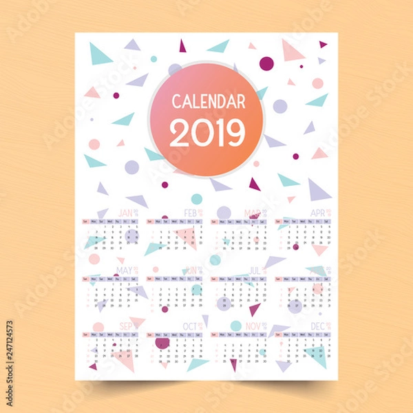 Obraz Calendar for  The Year Design