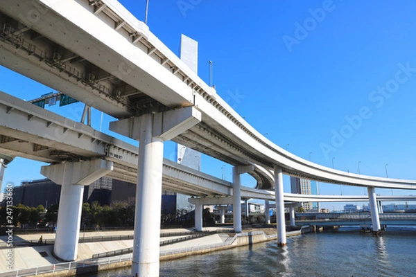 Fototapeta 【ジャンクションカーブ】首都高速道路の有明ジャンクション