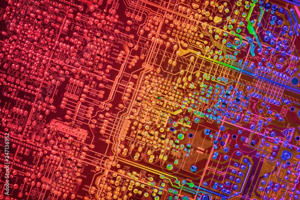 Fototapeta Circuit Board Multicolored Background