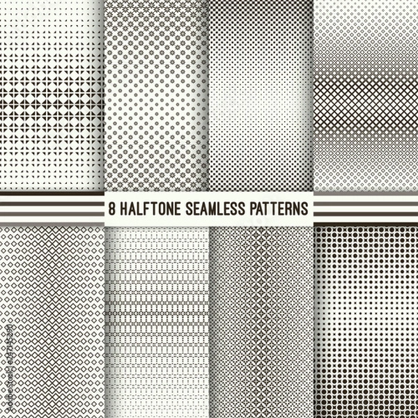 Fototapeta Set of halftone seamless patterns