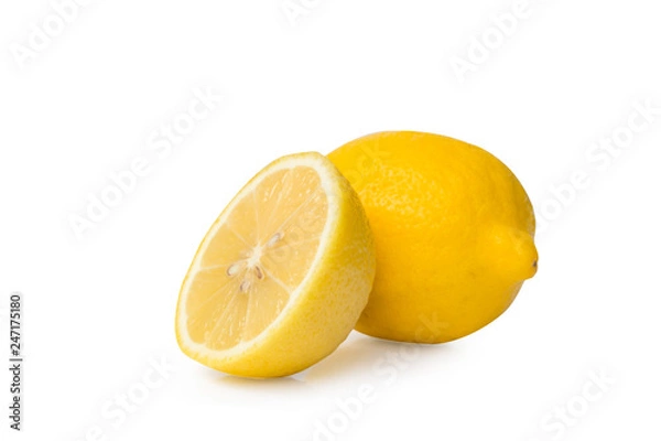 Fototapeta Lemon fruit slice isolated on white background