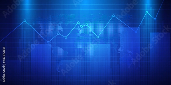 Fototapeta Business candle stick graph chart of stock market investment trading, Bullish point, Bearish point for business and financial concepts, reports and investment. Vector illustration