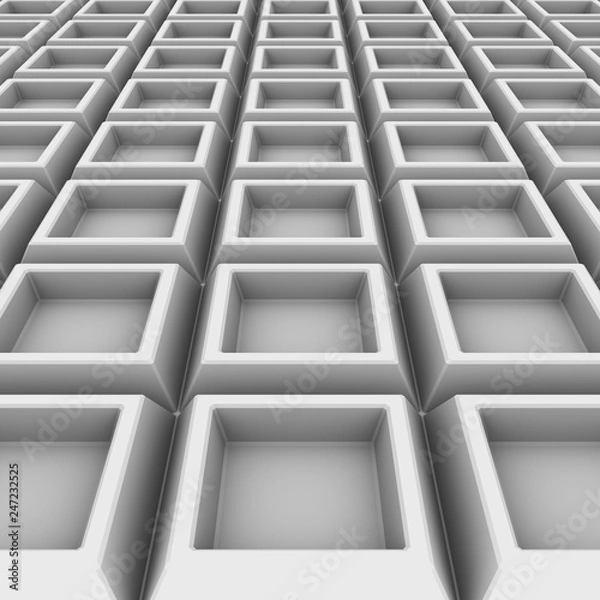 Obraz Abstract corrugated surface of white material. 3D illustration.