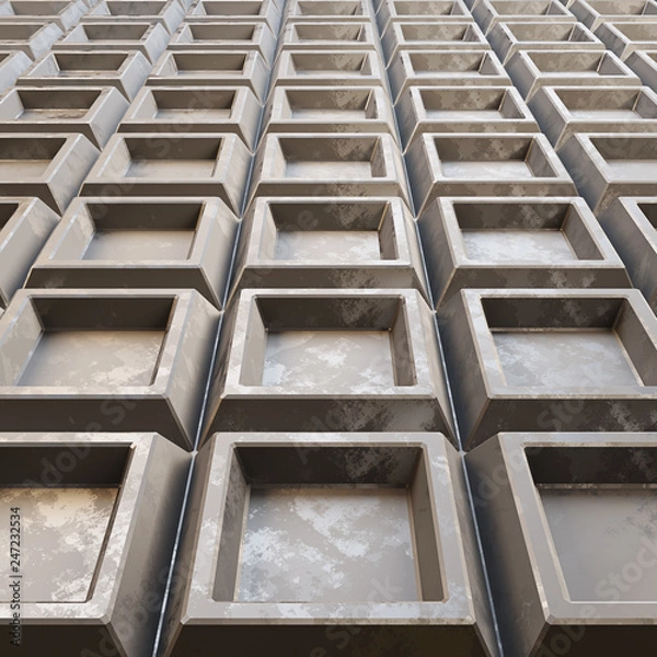 Obraz Surface made of metal. Silver grooved surface. 3D illustration.