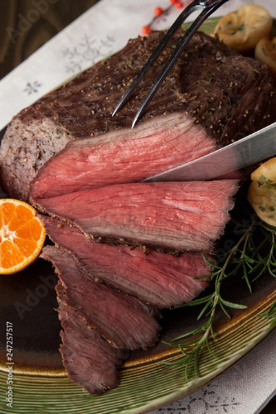 Fototapeta Roast Beef Rustic Style