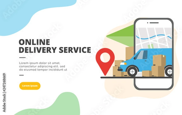 Obraz Online Delivery Service flat design banner illustration concept for digital marketing and business promotion
