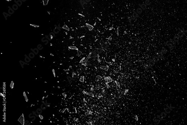 Fototapeta Exploding glass fine shards and pieces
