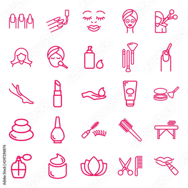 Fototapeta beauty, make up and spa. minimal thin line web icon set. simple vector illustration outline. concept for infographic, website or app.