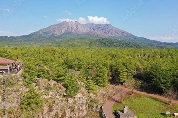Obraz 桜島の溶岩遊歩道の空撮