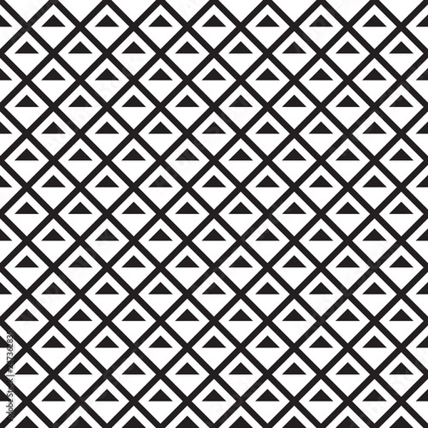 Fototapeta Black and White triangles in rows rhombuses