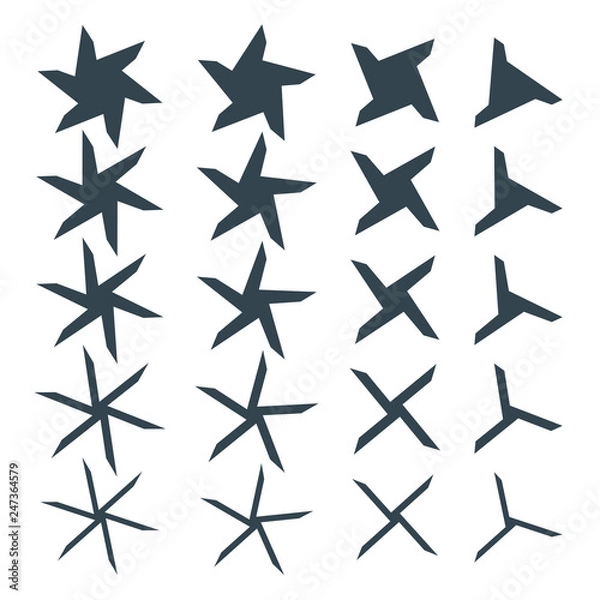 Fototapeta Set of the abstract monochrome signs ninja