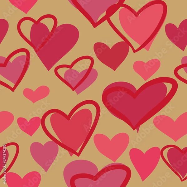 Fototapeta Beautiful seamless background with multicolored hearts
