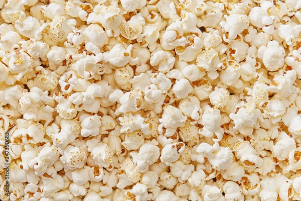 Fototapeta Pop corn full frame detailed view  from above. Top view.