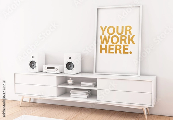 Fototapeta Vertical Frame Mockup on Console
