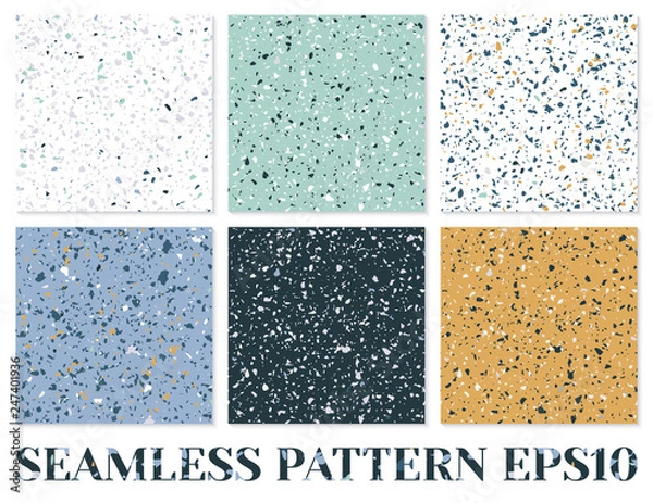 Fototapeta Terrazzo flooring vector seamless pattern. Texture of classic italian type of floor composed of natural stone.