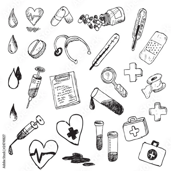 Fototapeta medical hand draw element vector