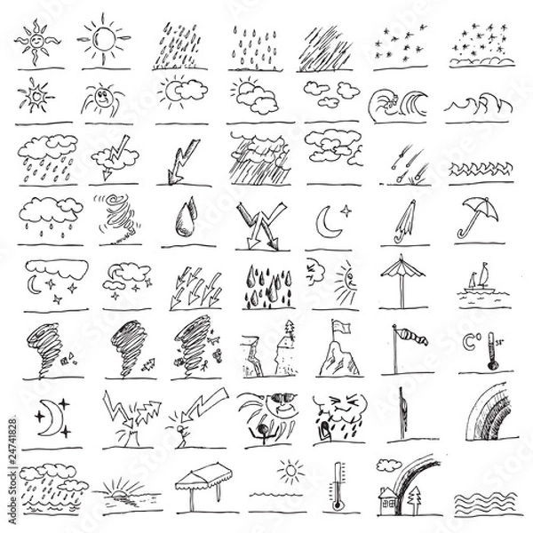 Obraz weather hand draw element vector
