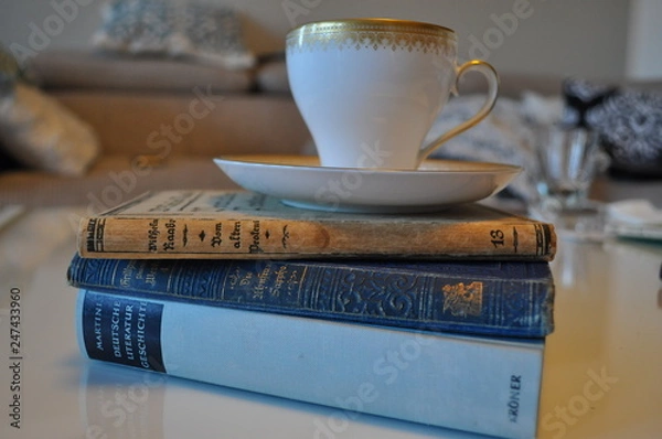 Obraz Old books and coffee