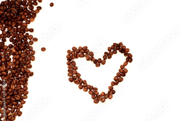 Fototapeta heart of coffee beans close-up view from