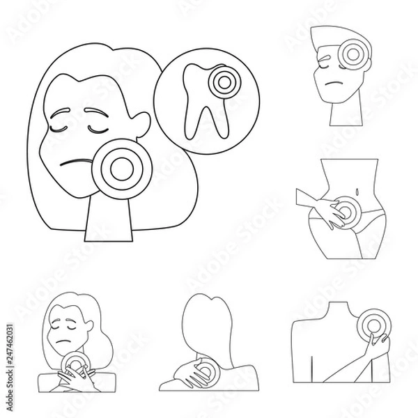 Fototapeta Vector design of bone and inflammation  symbol. Set of bone and wound stock symbol for web.